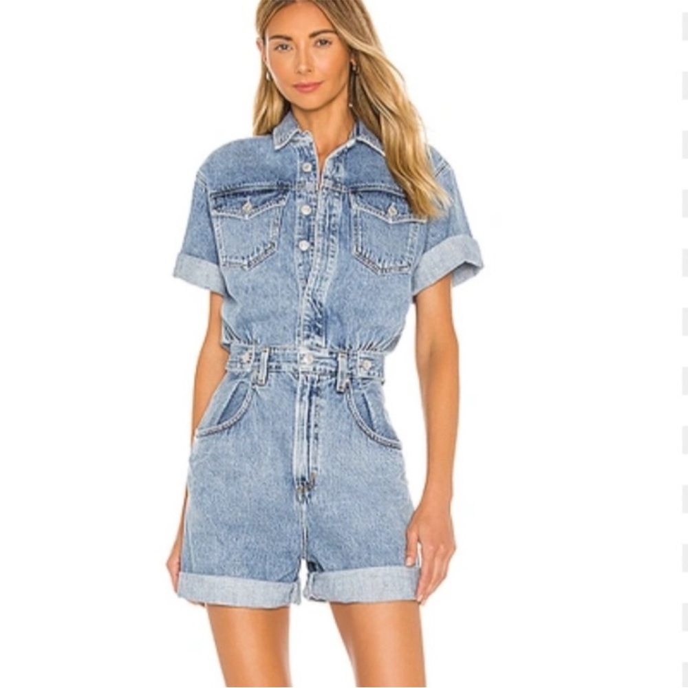 Agolde Blue Rio Zora Denim Playsuit Sz 8